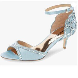 XYD Light Blue Jeweled Ankle-Strap Sandals